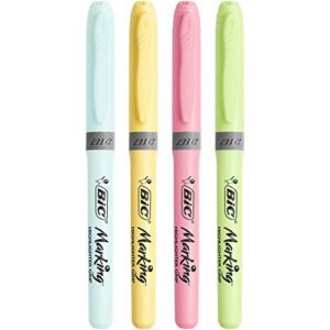 Alternative view of BIC Highlighter Grip Pastel Surligneurs Pointe Biseautée - Couleurs Assorties, Blister de 4