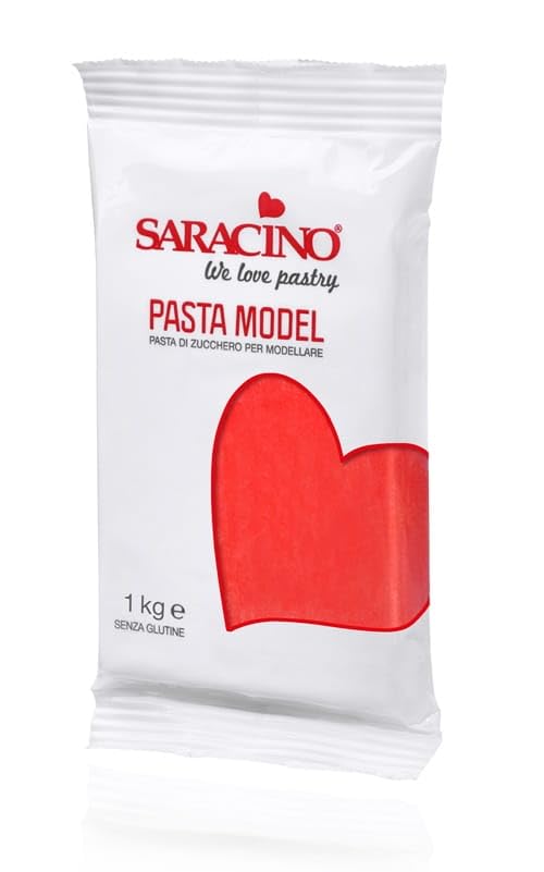 Saracino Pâte à sucre Model rouge à modeler de 1 kg sans gluten Made In Italy
