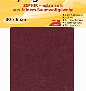 Kleiber 30 x 6 cm Ruban Coton thermocollant réparation très Fin et Souple, Rouge foncé