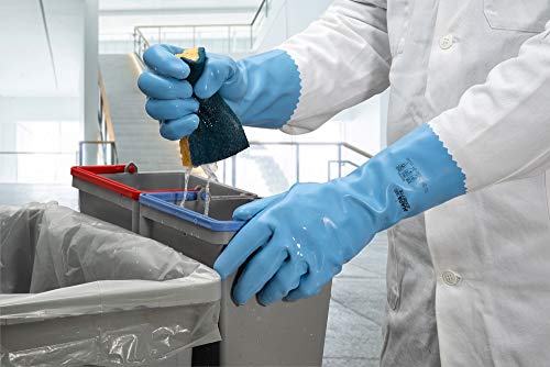 Gant Jersette 300 travaux Long Ue durée Protection produits chimiques Risques Mécaniques Confort Bleu Taille 6 – Image 2