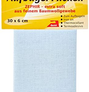 Kleiber 30 x 6 cm Ruban Coton thermocollant réparation très Fin et Souple, Bleu Clair