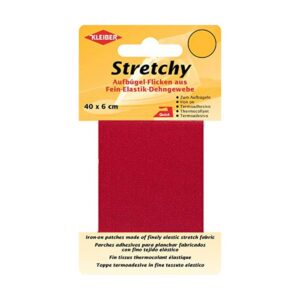 Kleiber 40 x 6 cm Ruban élastique thermocollant pour réparer vêtements, Rouge