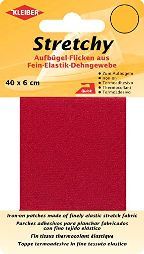Kleiber 40 x 6 cm Ruban élastique thermocollant pour réparer vêtements, Rouge