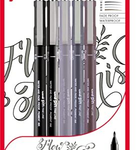 uni-ball PIN Lot de 5 stylos à pointe fine Noir Encre résistante à l'eau et à la décoloration Idéal pour architectes, croquis, scrapbooking, contour, art, dessin technique, qualité d'archivage