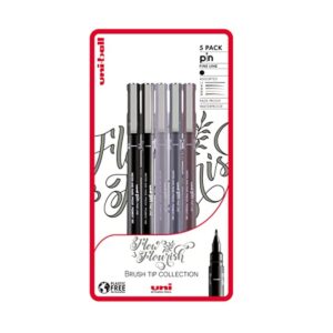 uni-ball PIN Lot de 5 stylos à pointe fine Noir Encre résistante à l'eau et à la décoloration Idéal pour architectes, croquis, scrapbooking, contour, art, dessin technique, qualité d'archivage
