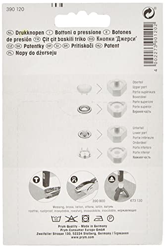 Prym 390120 Bouton Pression sans Couture « Jersey », Capuchon Lisse, 10mm, argenté – Image 2
