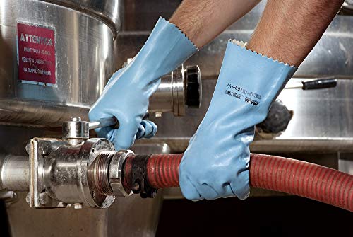Gant Jersette 300 travaux Long Ue durée Protection produits chimiques Risques Mécaniques Confort Bleu Taille 6 – Image 3