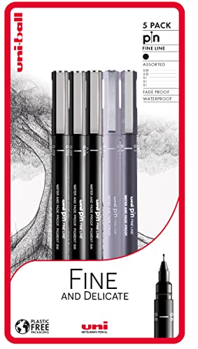 Uni-ball Lot de 5 stylos à dessin fins et délicats - Noir