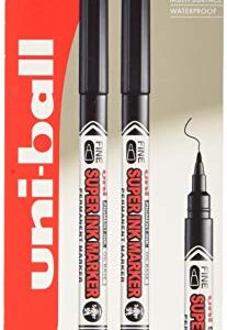 Uni Super Ink PNA-125 Lot de 2 marqueurs noirs sans plastique