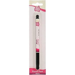 FunCakes Food Pen Noir: Stylo Alimentaire pour Décoration de Gâteaux, Pâtisseries et Desserts, Pointe Flexible pour Lignes Épaisses et Fines, Idéal pour Personnaliser, Certifié Halal
