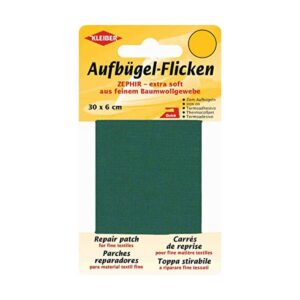 Kleiber 30 x 6 cm Ruban Coton thermocollant réparation très Fin et Souple, Vert