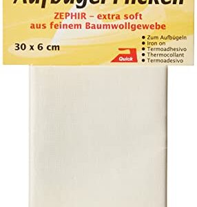Kleiber 30 x 6 cm Ruban Coton thermocollant réparation très Fin et Souple, Crème