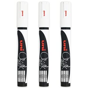 Uni Marqueurs blancs craie liquide Pointe ogive (1,8–2,5 mm) pour tableau blanc tableau noir menu fenêtres en verre lingette humide non permanent (Lot de 3) PWE-5 M