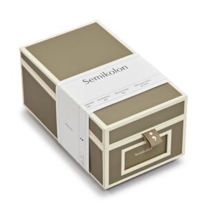Semikolon 370083 Boîte à cartes de visite - répertoire alphabétique - 10,5 x 18 x 8,3 cm - boîte à cartes de visite - beige fango
