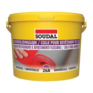 Soudal Colle pour revêtement de sol 26 A pour revêtements de sol souples comme le vinyle, le textile, le PVC, le linoléum, seau de 5 kg.