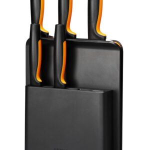 Fiskars Bloc de Couteaux Design avec 5 Couteaux, Functional Form, Comprenant Couteau à Légumes, Couteau à Tomates, Couteau de Chef Santoku, Couteau de Chef et Couteau à Pain, Plastique, Noir, 1057554