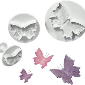 PME Butterfly Lot de 3 Emporte Pièces à Poussoir Papillons, Plastique, 9 x 2 x 9 cm