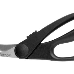 Fiskars Cisaille à volaille à lames striées et incurvées, Acier inoxydable, Longueur: 23 cm, Noir/Acier, Essential, 1023819
