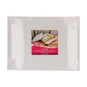 FunCakes Cake Box Blanc : Boîte à gâteaux rectangulaire, Couvercle séparé, Convient aux gâteaux décorés, 40x30x15 cm, 1 pièce