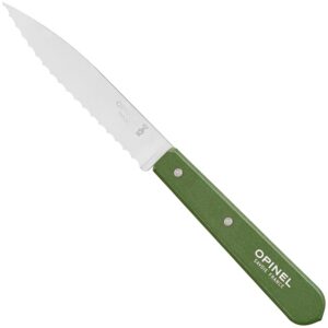 Opinel - Couteau cranté à tomates 10 CM manche bois vert Kaki N°113 - OPINEL