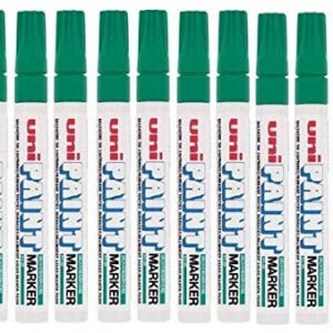 Uniball Uni Paint Marqueur peinture huile indélébile Pointe moyenne ogive Corps métal Vert foncé Lot de 12
