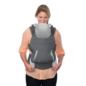 Infantino Porte bébé Cuddle Up - Porte bébé avec assise ergonomique, mode de portage ventral et dorsal, avec capuche amovible en forme d’ourson, pour bébés et enfants de 5,5 à 18 kg