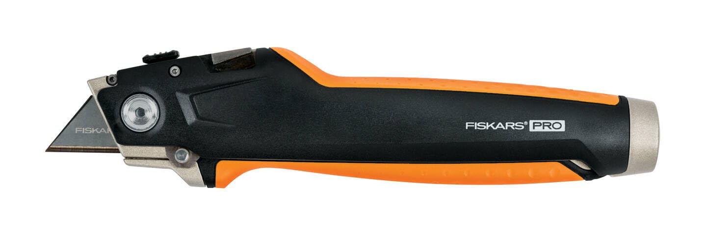 Fiskars Cutter de Plaquiste, Longueur 18,5 cm, Acier Inoxydable/Plastique, Noir/Orange, CarbonMax, 1027226