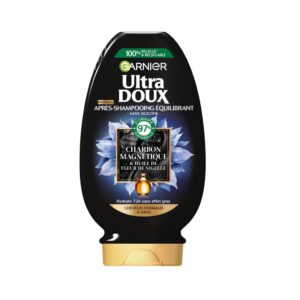 Garnier Ultra Doux - Après-Shampooing Hydratant & Équilibrant au Charbon Magnétique & Fleur de Nigelle - Pour Cheveux Normaux à Gras - 200 ml