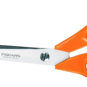Fiskars Ciseaux professionnels pour tissu, Longueur totale: 25 cm, Pour droitiers, Lames en acier inoxydable/Poignées en plastique, Orange, Classic, 1005151