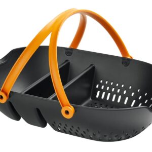 Fiskars Panier de Récolte, Pour Ramasser, Transporter et Nettoyer les Récoltes et les Outils de Récolte, Plastique, Noir/Orange, Plus, 1062831