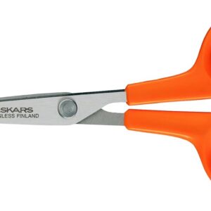 Fiskars Ciseaux de Précision, Classic, Longueur : 13 cm, Pour Droitiers et Gauchers, Lame en Acier Inoxydable/Manche en Plastique, Orange, 1005153