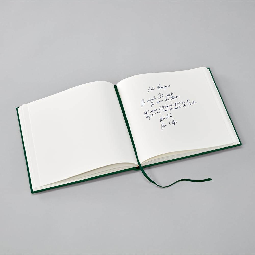 Semikolon 364094 Livre d'or - 25 x 23 cm - avec 180 pages vierges à personnaliser, marque-page - vert forêt – Image 2