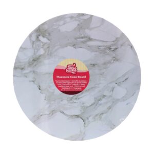 FunCakes Masonite Cake Board Rond Ø25 cm - Gris Marbre : Cake Board rond, Base pour présenter les gâteaux, Haute qualité, Aspect luxueux, 1 pièce.