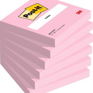 Post-it Notes Autocollantes, Rose, 6 Blocs 76 mm x 76 mm, 100 Feuilles par Bloc - Feuillets Adhésifs pour Prise de Notes, Listes de Tâches et Rappels