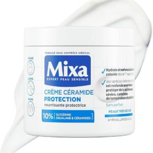 Mixa Expert Peau Sensible - Crème Céramide Protection - Anti-Sécheresse Sévère - Peaux Très Sèches et Fragilisées - Visage, Corps, Mains - Hypoallergénique - Sans Parfum - 400ml