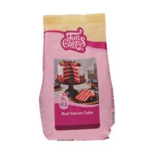 FunCakes Mix pour Red Velvet Cake: Gâteau facile à utiliser, doux et moelleux avec une légère saveur de chocolat, couleur rouge parfaite, convient également aux cupcakes Red Velvet, Halal. 500 g.