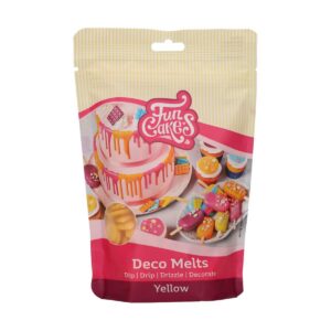 FunCakes Deco Melts Gelb - Trempez, coulez, arrosez et décorez ! Faire fondre brièvement au micro-ondes ou au bain-marie , 250 g