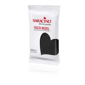 Saracino Pâte à Sucre Model Noire à Modeler de 250 g sans Gluten Made in Italy