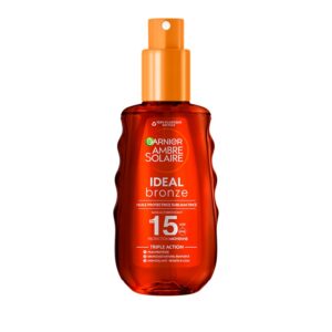 Garnier Ambre Solaire – Ideal Bronze – Huile Protectrice Sublimatrice de Bronzage – Protection FPS 15 - Enrichie à la Vitamine E – Non Gras– Non Collant – Tous Types de Peau - 150 ml