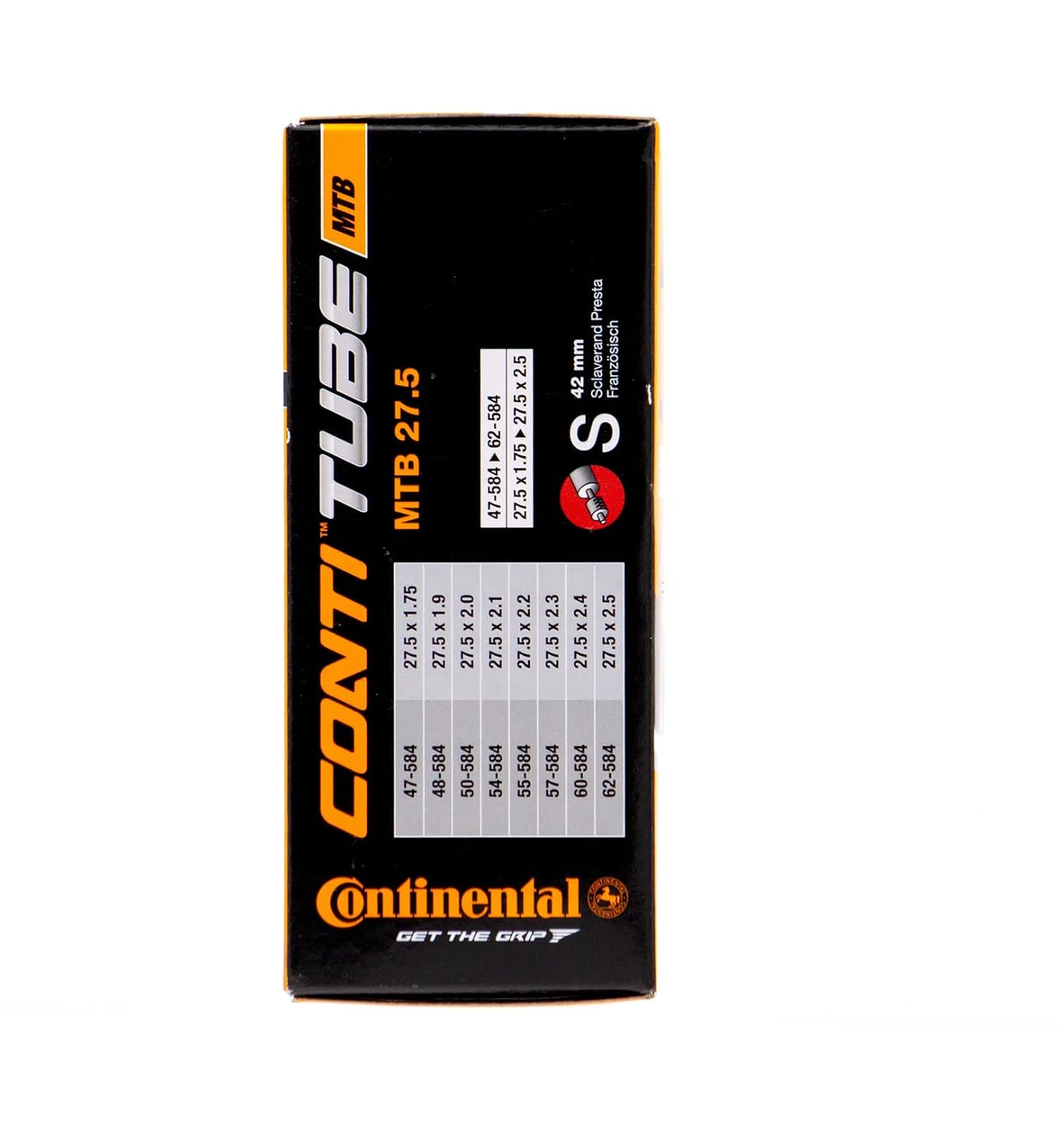 Continental ' Chambre à air Presta Valve VTT unisexe 42 mm Noir, 27,5 x 1,75 2,5 pouces/42 – Image 2