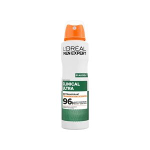 L’Oréal Paris Men Expert Clinical Ultra – Déodorant Spray 96H – Anti-Transpiration, Sans Alcool, Toucher Sec & Parfum Frais Longue Tenue – 150 ml