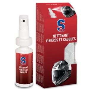 Dr. Wack - S100 Nettoyant pour Visière et Casque de Moto + Chiffon Microfibre - sans Traces ni Rayures - Multisurfaces, Phares, Rétroviseurs, Vitres - Fabriqué en Allemagne - Spray 100 ML