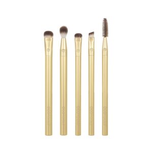 EcoTools Precious Metals Ensemble de pinceaux éclaircissants pour les yeux, kit de pinceaux de maquillage de précision pour fard à paupières, chrome, lot de 5 pièces