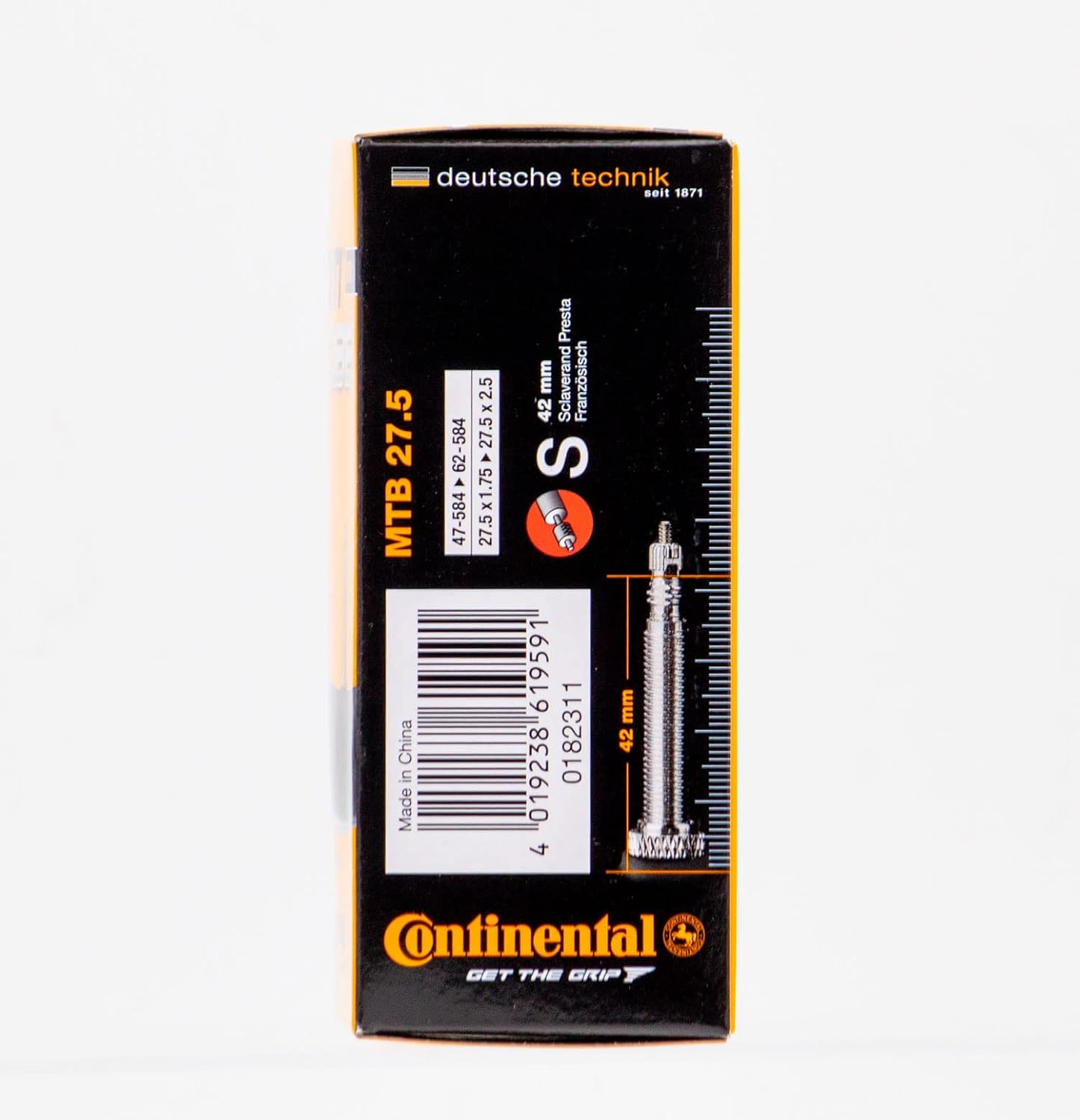 Continental ' Chambre à air Presta Valve VTT unisexe 42 mm Noir, 27,5 x 1,75 2,5 pouces/42 – Image 3