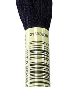 DMC 117–939 Fil de coton à broder 6 brins, bleu marine très foncé, 8 m