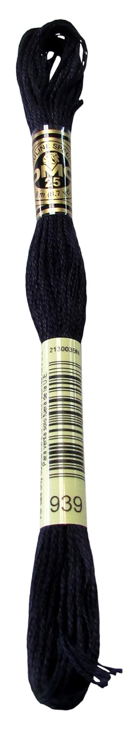 DMC 117–939 Fil de coton à broder 6 brins, bleu marine très foncé, 8 m