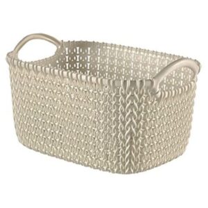 Curver 230009 Panière de Rangement Rectangulaire Angulaire Tricot Plastique Blanc cassé 25 x 18 x 14 cm 3 L
