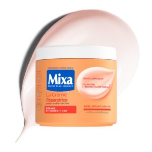 MIXA - La Crème Réparatrice Multi-Usages - Nutrition Intense 72H & Anti-Dessèchement - Huiles d’Amande Douce & Abricot - Peaux Extra-Sèches - Corps, Visage & Mains - 400ml
