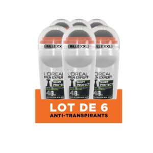 L'Oréal Men Expert - Déodorant Bille Anti-Traces pour Homme - Efficacité 48h - Shirt Protect - 6 x 50 ml