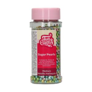 FunCakes Perles en Sucre Moyennes Harlequin Métallique: sprinkles gâteau, bon goût, parfait pour la décoration de gâteaux, perles de sucre comestibles. 80 g.
